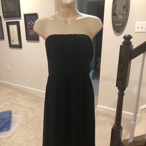 J. Crew black silk strapless dress